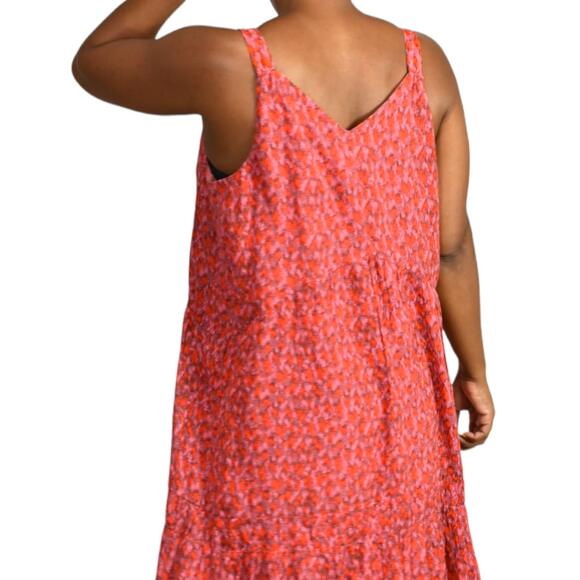 Joie Bondi Midi Dress Pink Tiered Cotton Sundress Loose Fit Straps Size Large - Picture 5 of 16